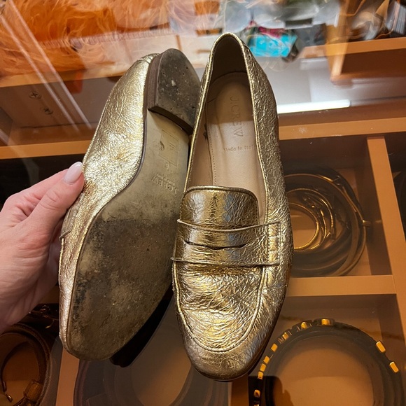 J. Crew Gold Foil Leather Penny Loafers - Picture 2 of 2